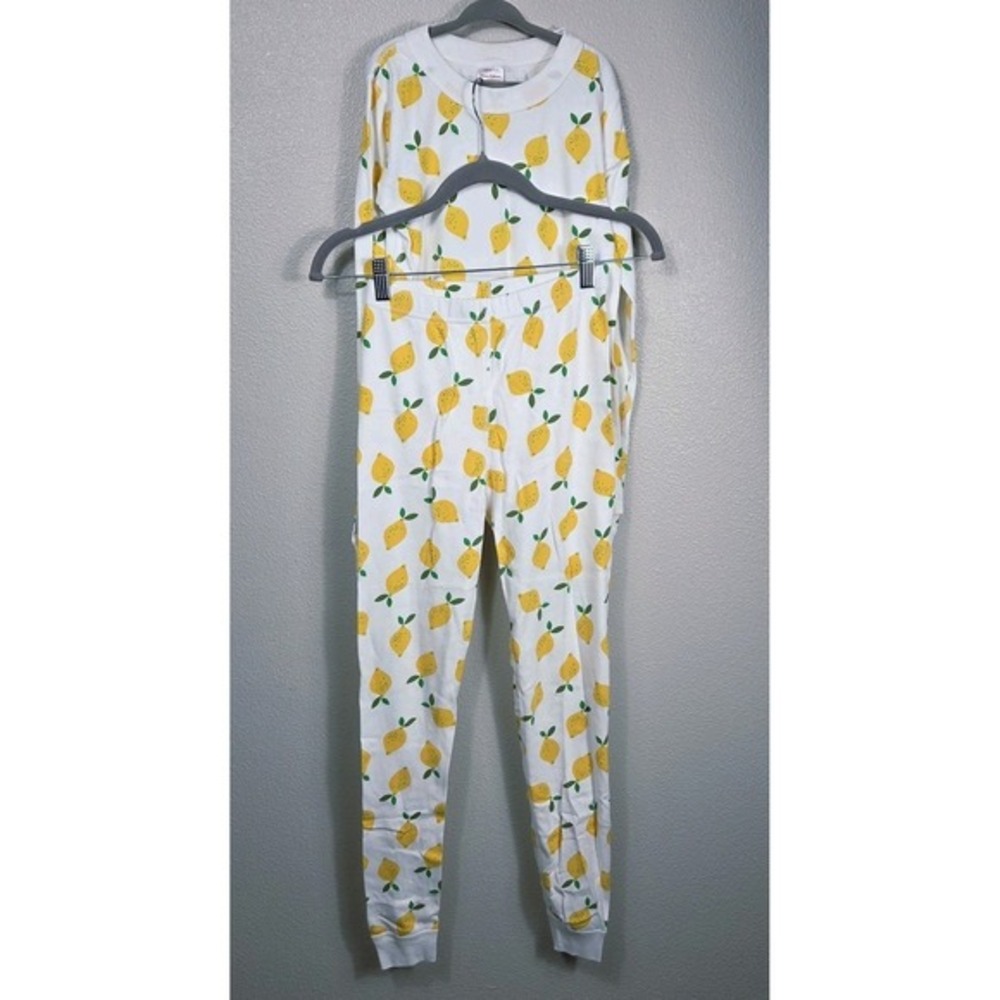 Hanna Andersson‎ Organic Cotton Lemon Pajama Set White Yellow Size 12 / 150cm